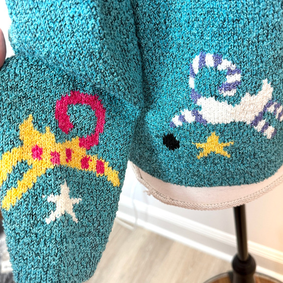 Vintage South Cotton Light 80s Cat Button Front Cardigan In Teal Size Small New - Picture 9 of 11